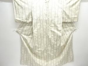 アンティーク　麻の葉に立涌模様織り出し十日町紬着物